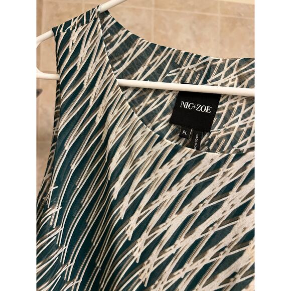 NIC+ZOE Asymmetrical Layered Dress Large Petite Green White Preppy Boho Chic - Picture 6 of 10